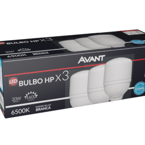 Kit com 3 lampadas LED bulbo 20w bivolt 6500k branca E-27 Avant