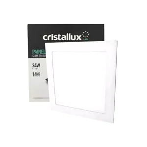 Painel LED embutir quadrado branco 24W 6500K 290x290mm Cristallux